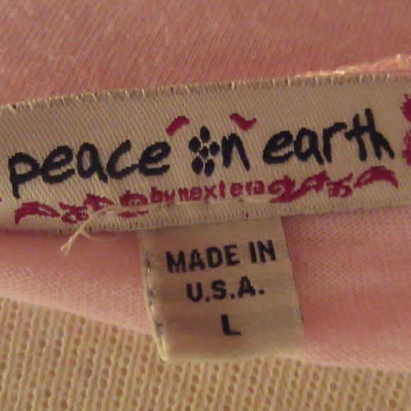 Glinda Pink Peace on Earth Size Large Sequin Long-Sleeved Tshirt - Picture 6 of 6